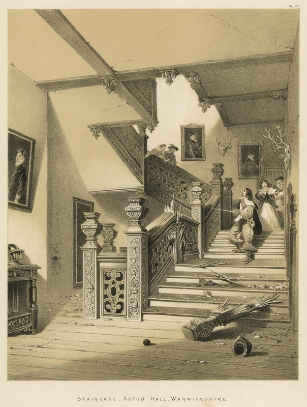 Schodiště, Aston Hall, Warwickshire od Joseph Nash