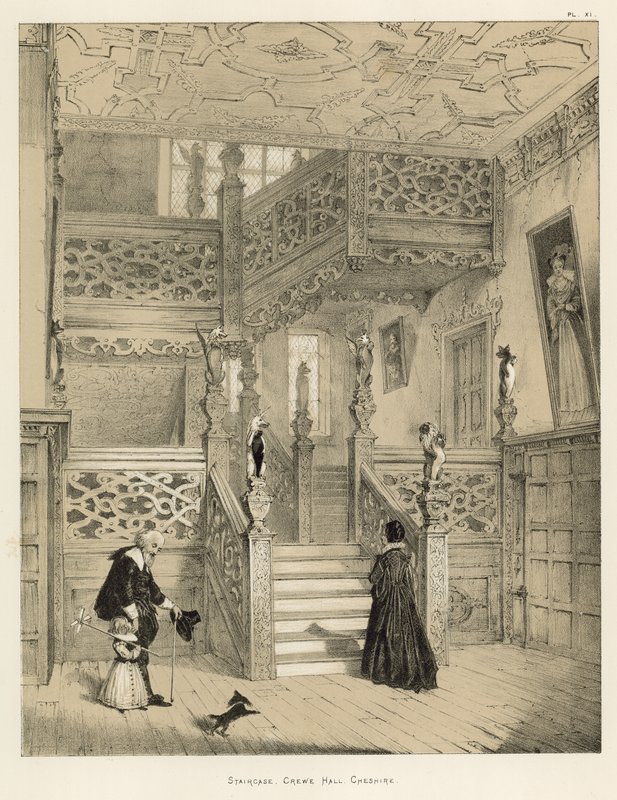 Schodiště, Crewe Hall, Cheshire od Joseph Nash