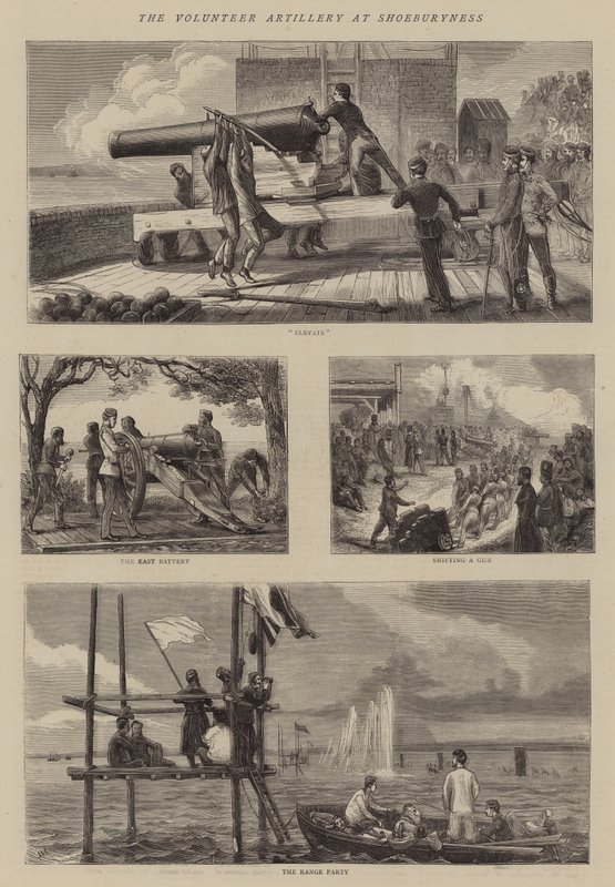Dobrovolné dělostřelectvo v Shoeburyness od Joseph Nash