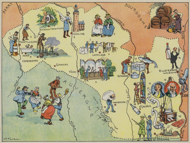 Bourbonnais-Lyonnais (barevná litografie) od Joseph Porphyre Pinchon