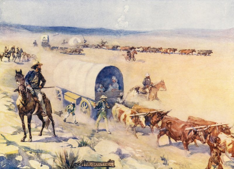 The Voor-Trekkers (barevná litografie) od Joseph Ratcliffe (after) Skelton
