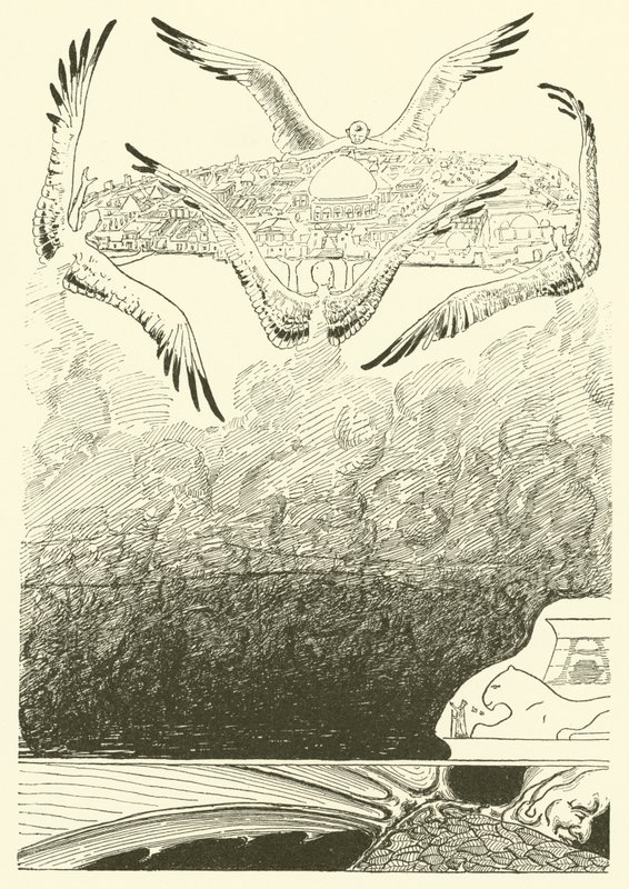 Čtyři rackové džinové (rytina) od Joseph Rudyard (after) Kipling