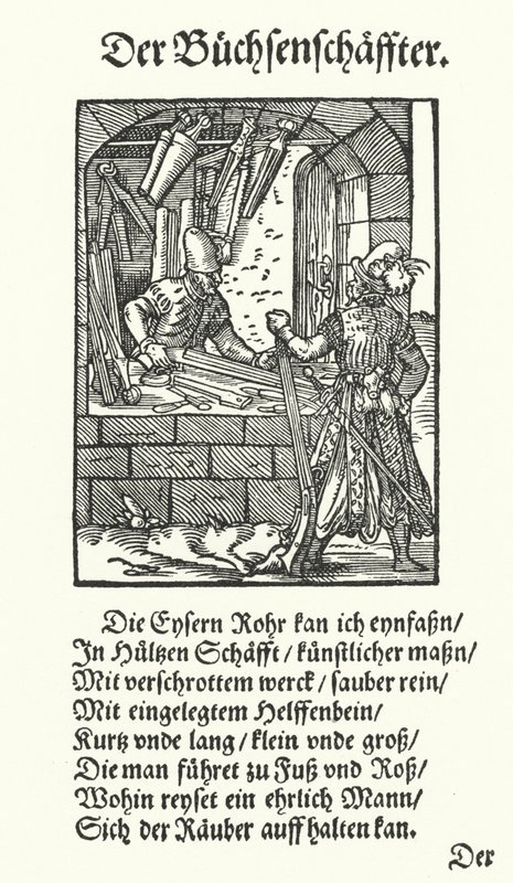 The Gunsmith (rytina) od Jost (after) Amman