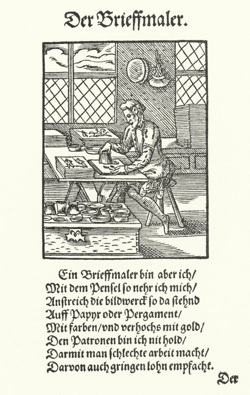 The Manuscript Illuminator (rytina) od Jost (after) Amman