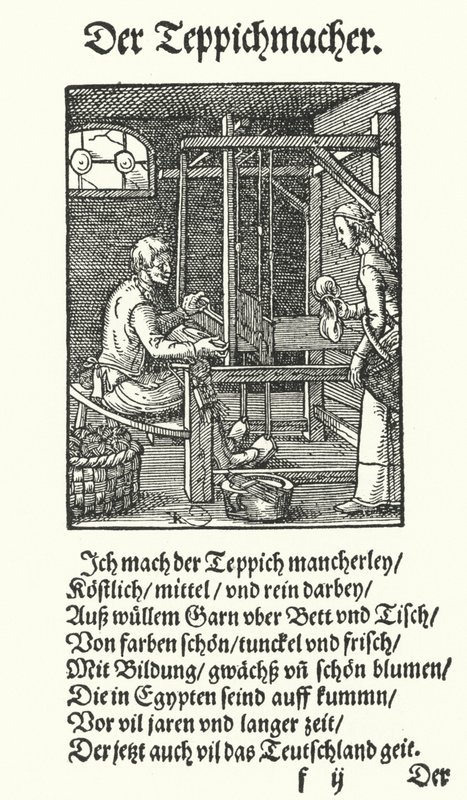 The Tapestry Weaver (rytina) od Jost (after) Amman
