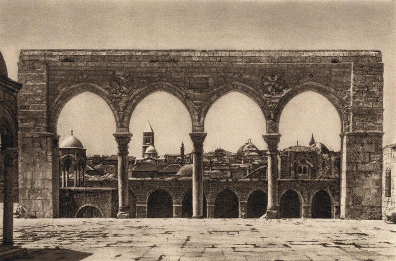 Jeruzalém, místo chrámu (černobílá fotografie) od Karl Grober