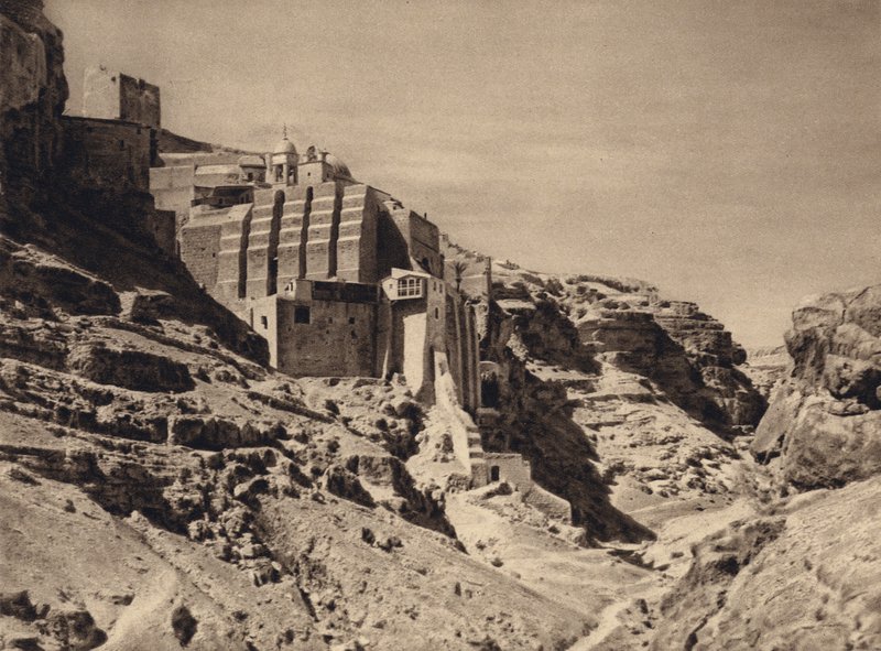 Mar Saba, řecký klášter (černobílá fotografie) od Karl Grober