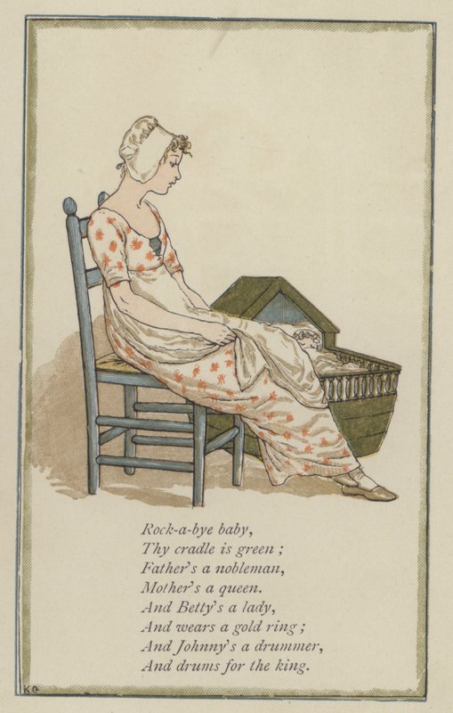 Rock-a-bye baby (barevné litho) od Kate (after) Greenaway