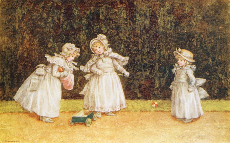 Malá motokára (barevná litografie) od Kate (after) Greenaway