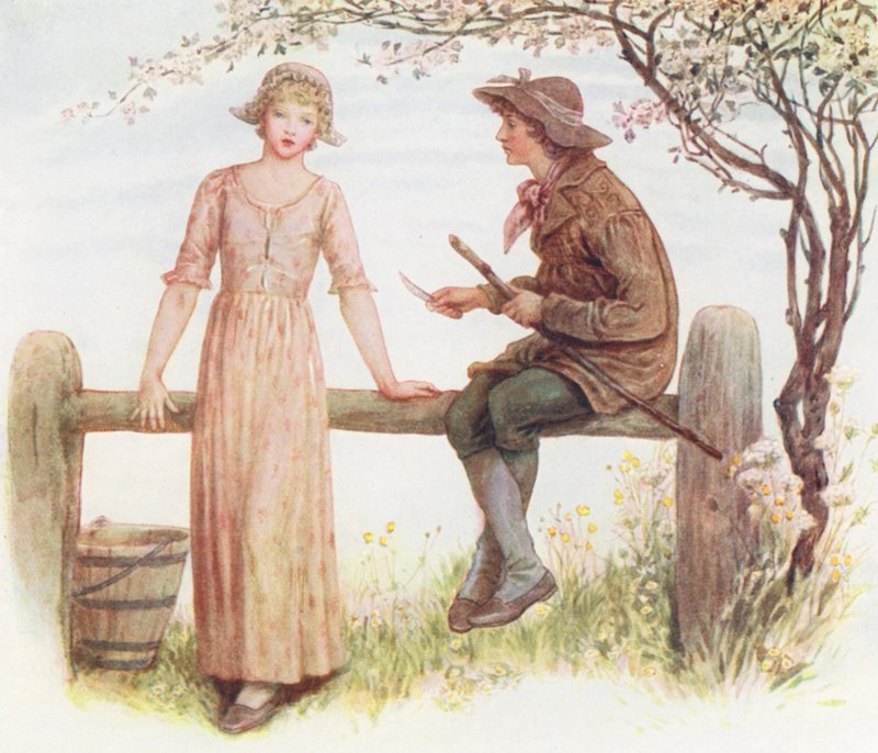 Dva na štíru (barevná litografie) od Kate (after) Greenaway