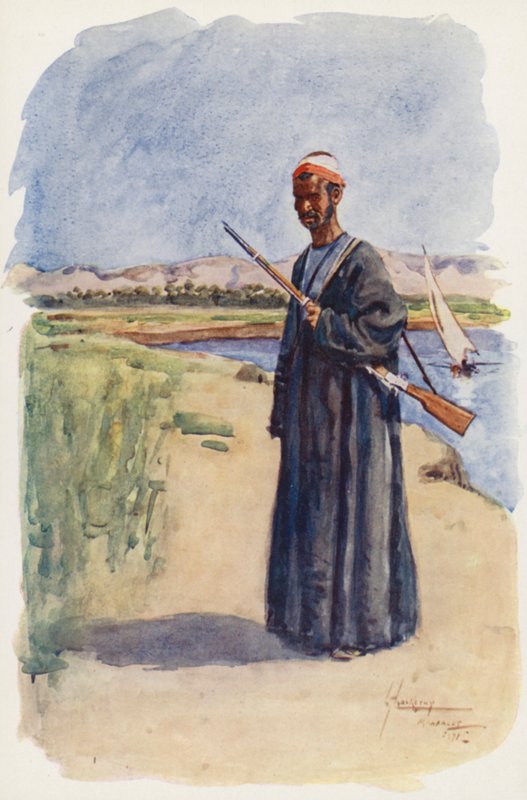 Lidé Egypta: Strážce, Gaffir (barevná litografie) od Lance Thackeray
