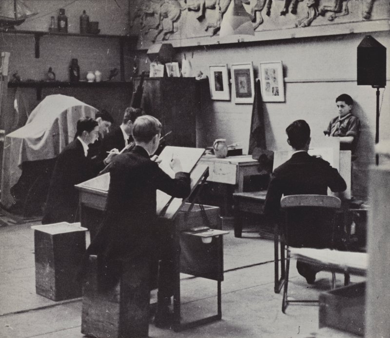 Škola kreslení, Eton (černobílá fotografie) od Laszlo Moholy Nagy