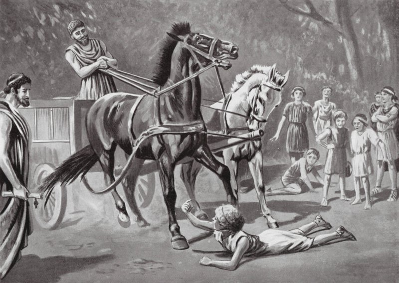 Alkibiades vzdorující Týdžejovi (litografie) od Leslie Mosley