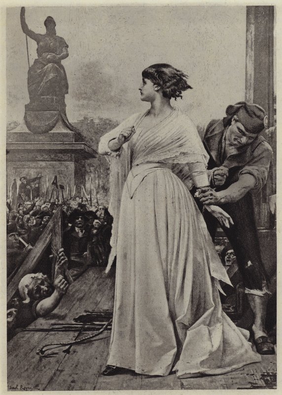 Madame Roland na lešení (litho) od Lionel (after) Royer