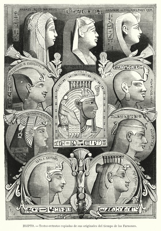 Starověké egyptské portrétní hlavy (litho) od Lothar Michael Burger