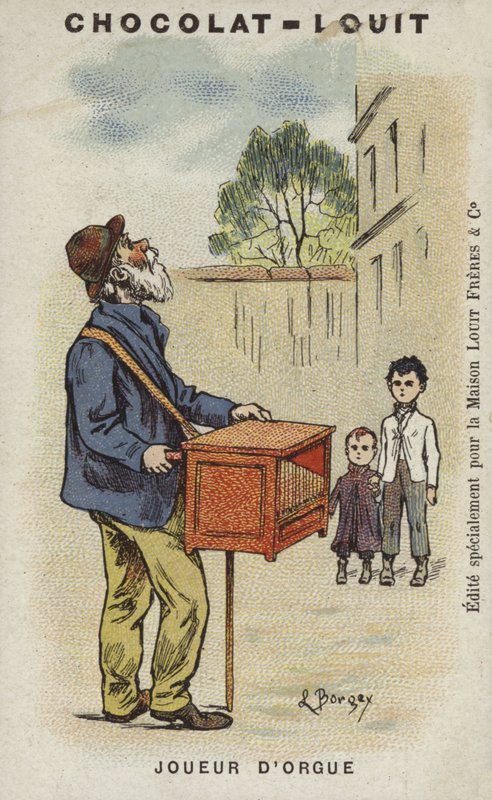 Hráč na varhany (chromolitho) od Louis Borgex