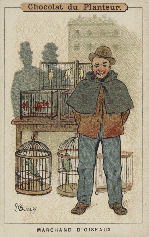 Ptačí obchodník (chromolitho) od Louis Borgex