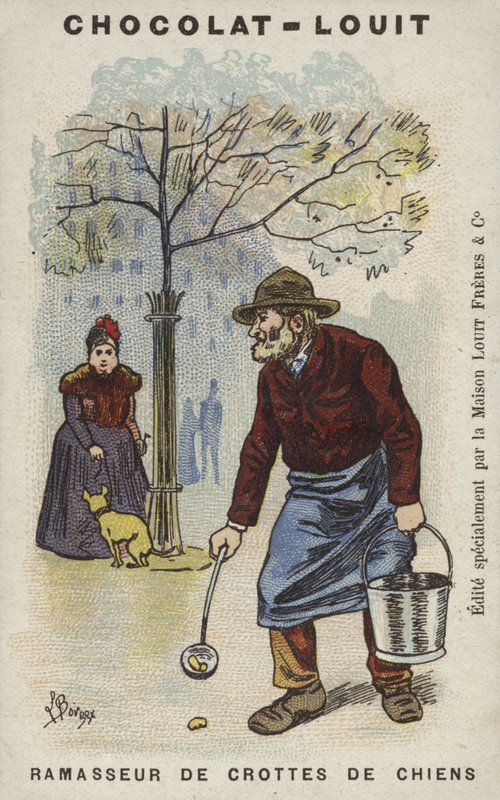 Sběratel psího trusu (chromolitho) od Louis Borgex