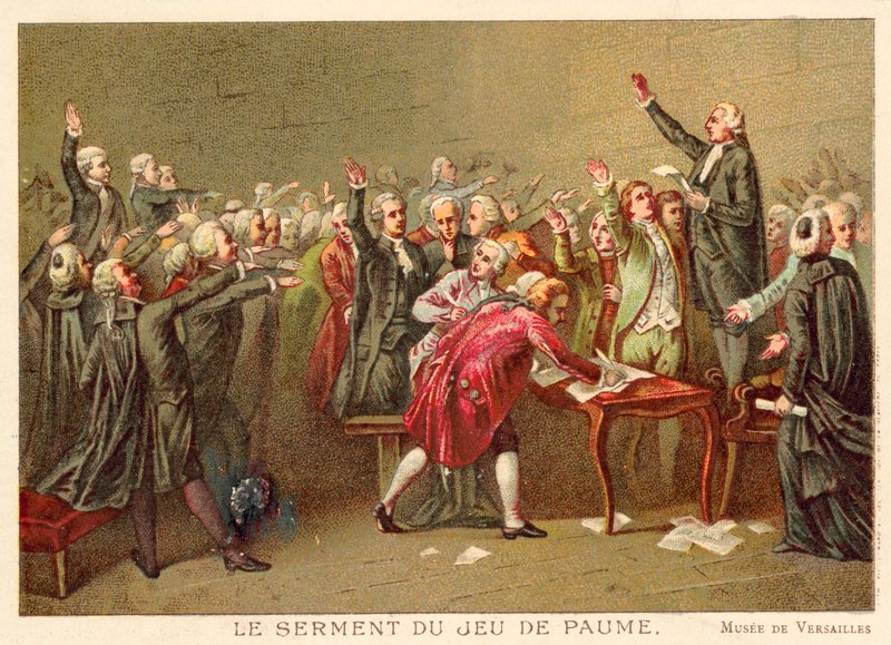 Přísaha tenisového kurtu, Francouzská revoluce, 20. června 1789 (chromolitho) od Louis Charles Auguste Couder