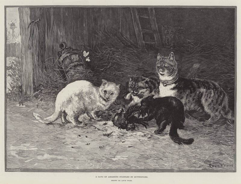 Gang vrahů vyděšených motýly od Louis Wain