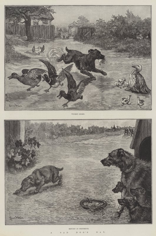 Smutný psí den od Louis Wain