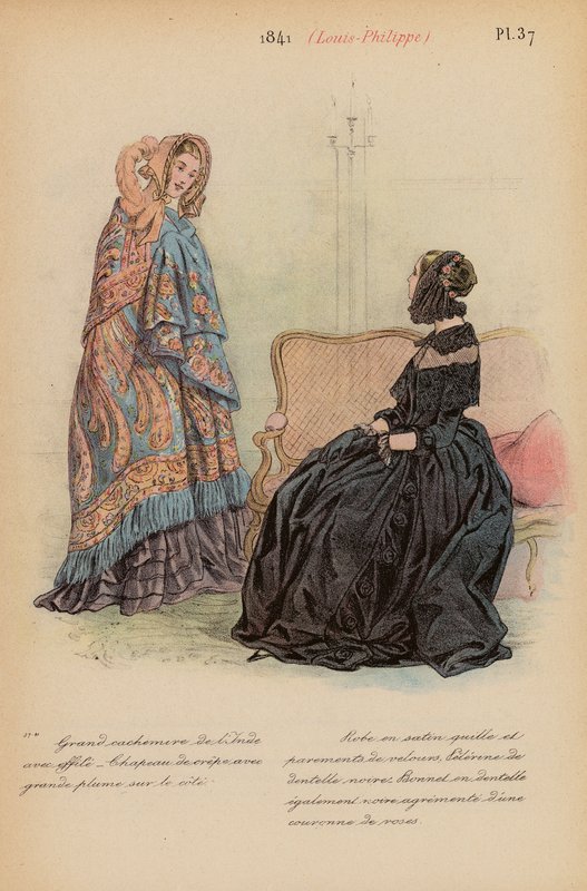 Francouzská móda: 1841, Louis-Philippe (barevná litografie) od Louis Colas