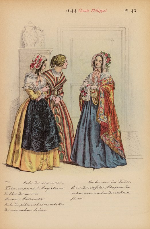 Francouzská móda: 1844, Louis-Philippe (barevná litografie) od Louis Colas