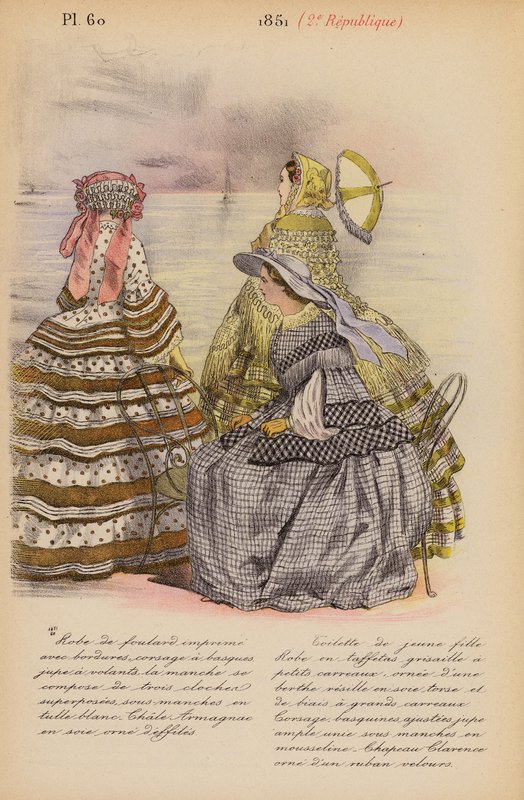 Francouzská móda: 1851, 2e Republique (barevná litografie) od Louis Colas