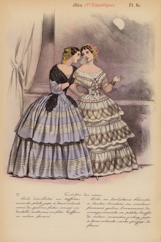 Francouzská móda: 1852, 2e Republique (barevná litografie) od Louis Colas