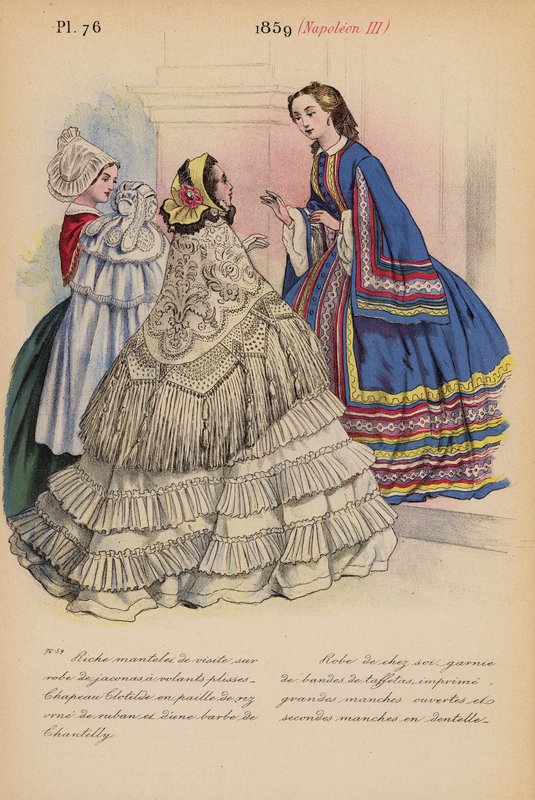Francouzská móda: 1859, Napoleon III (barevná litografie) od Louis Colas