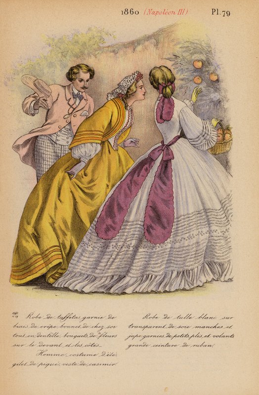 Francouzská móda: 1860, Napoleon III (barevná litografie) od Louis Colas