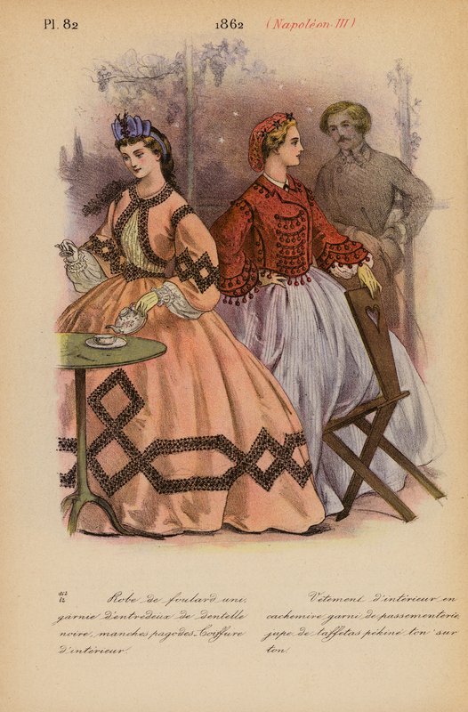 Francouzská móda: 1862, Napoleon III (barevná litografie) od Louis Colas