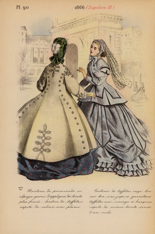 Francouzská móda: 1866, Napoleon III (barevná litografie) od Louis Colas
