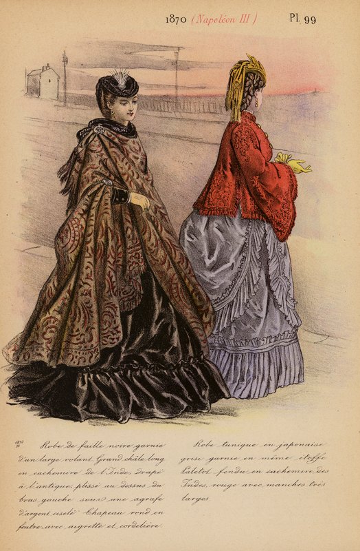 Francouzská móda: 1870, Napoleon III (barevná litografie) od Louis Colas