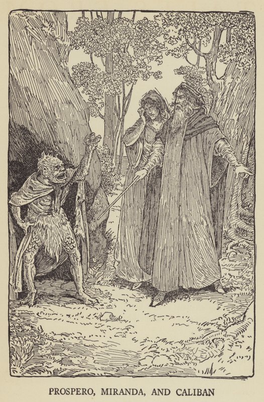 Prospero, Miranda a Kalibán od Louis John Rhead