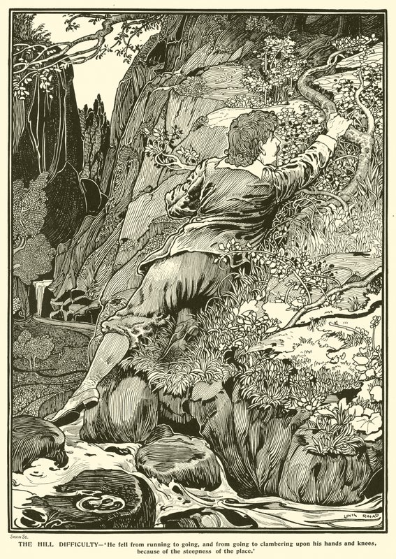 The Hill Difficulty (rytina) od Louis John Rhead