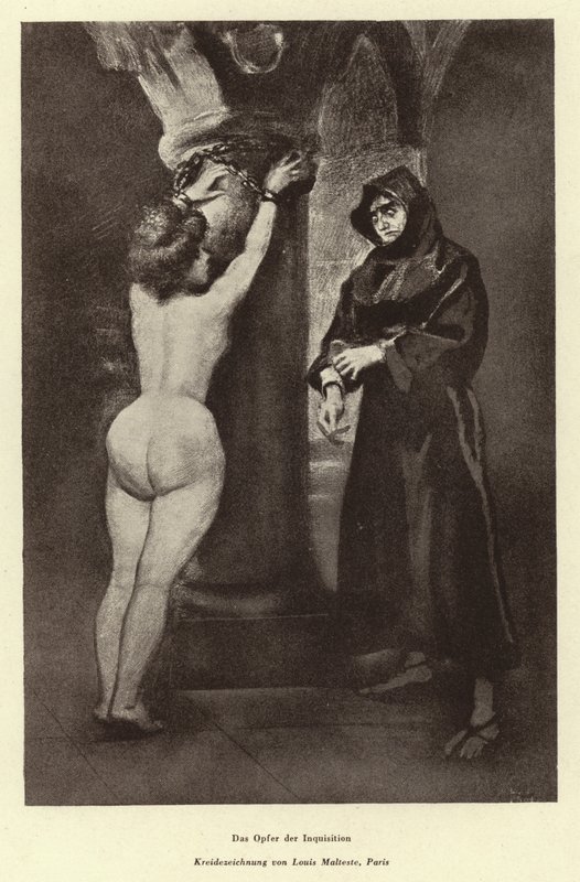 Oběť inkvizice (litho) od Louis Malteste