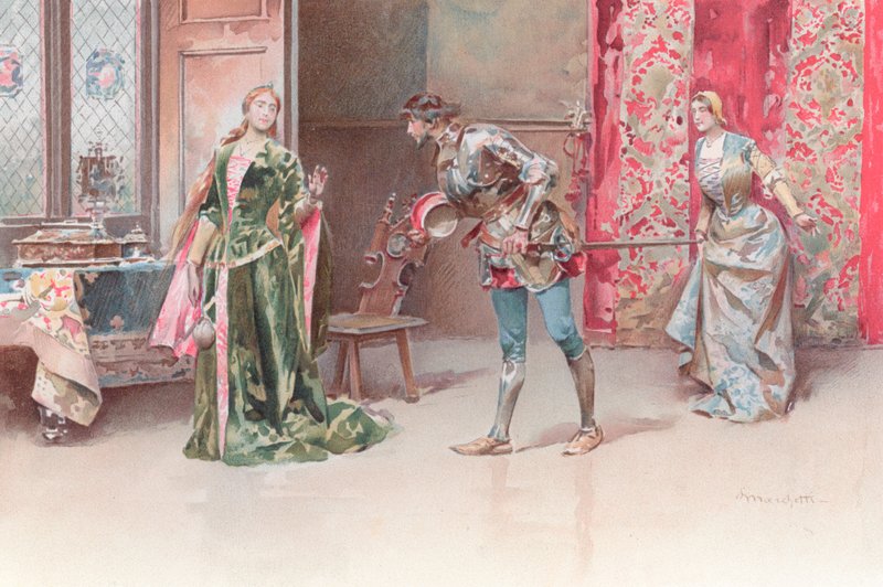 Ilustrace k Shakespearově Othello (chromolitho) od Ludovico Marchetti