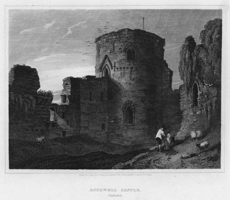 Hrad Bothwell, Clydesdale (rytina) od Luke (after) Clennell