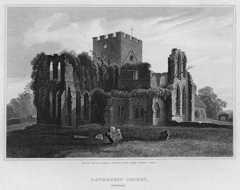 Lanercost Priory, Cumberland (rytina) od Luke (after) Clennell