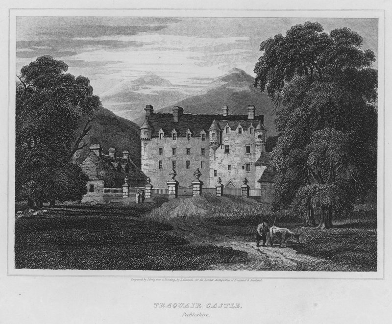 Traquair Castle, Peebleshire (rytina) od Luke (after) Clennell