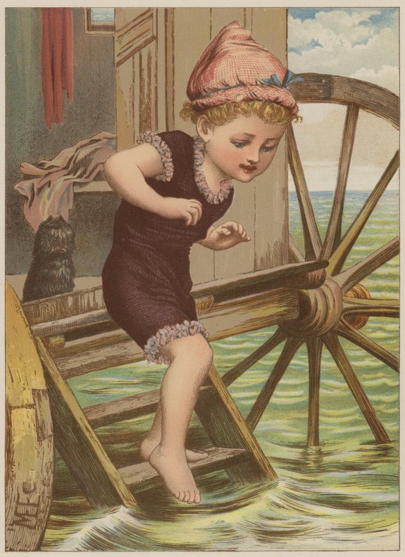 Dívka se chystá plavat (chromolitho) od Mary Ellen Edwards