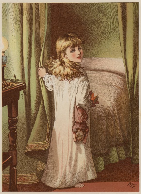 Dívka odchází do postele (chromolitho) od Mary Ellen Edwards