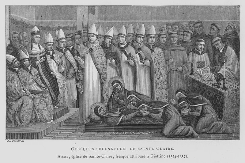 Pohřeb St Claire (litho) od Maso di Banco Giottino