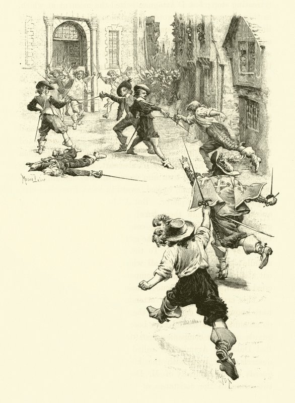 Ilustrace pro Tři mušketýry (rytina) od Maurice Leloir