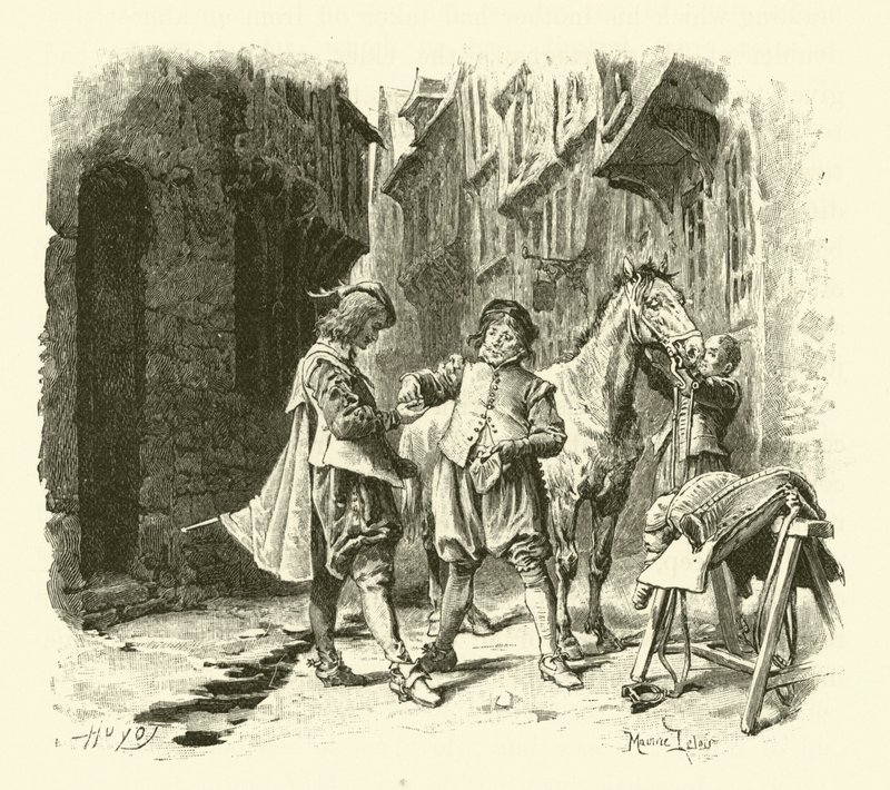 Ilustrace pro Tři mušketýry (rytina) od Maurice Leloir