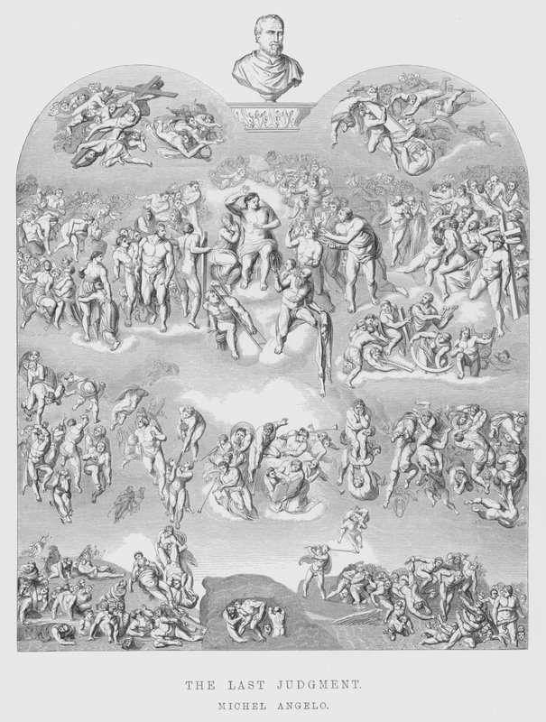 Poslední soud (rytina) od Michelangelo (after) Buonarroti