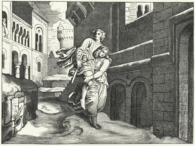 Einhard a Emma (rytina) od Moritz Ludwig von Schwind