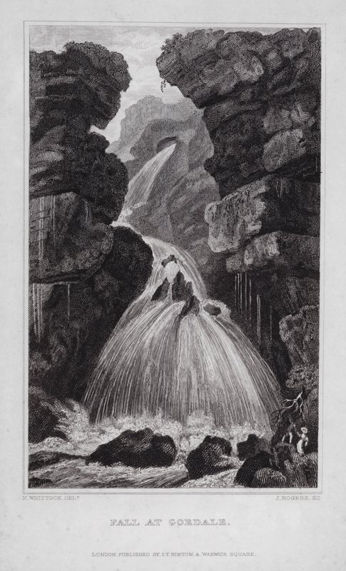 Fall at Gordale (rytina) od Nathaniel (after) Whittock