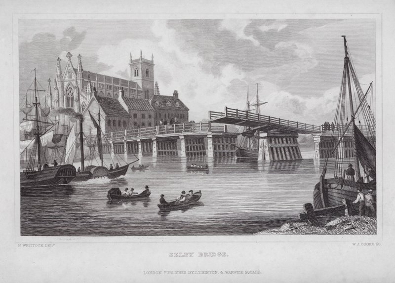 Selby Bridge (rytina) od Nathaniel (after) Whittock